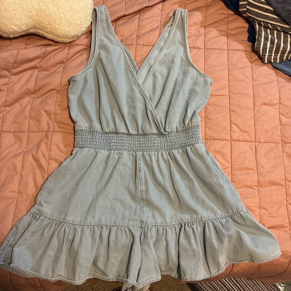 American Eagle Outfitters Light Blue Denim Top